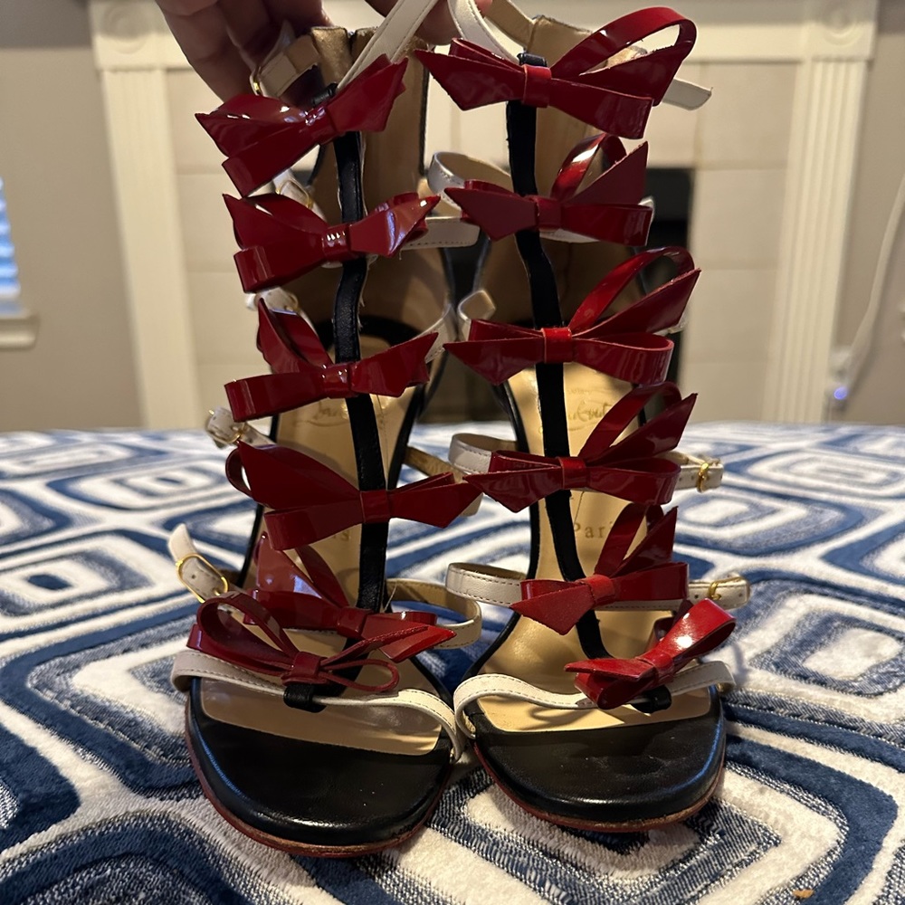 Christian Louboutin. Size 38 1/2. Red, White, & Blue